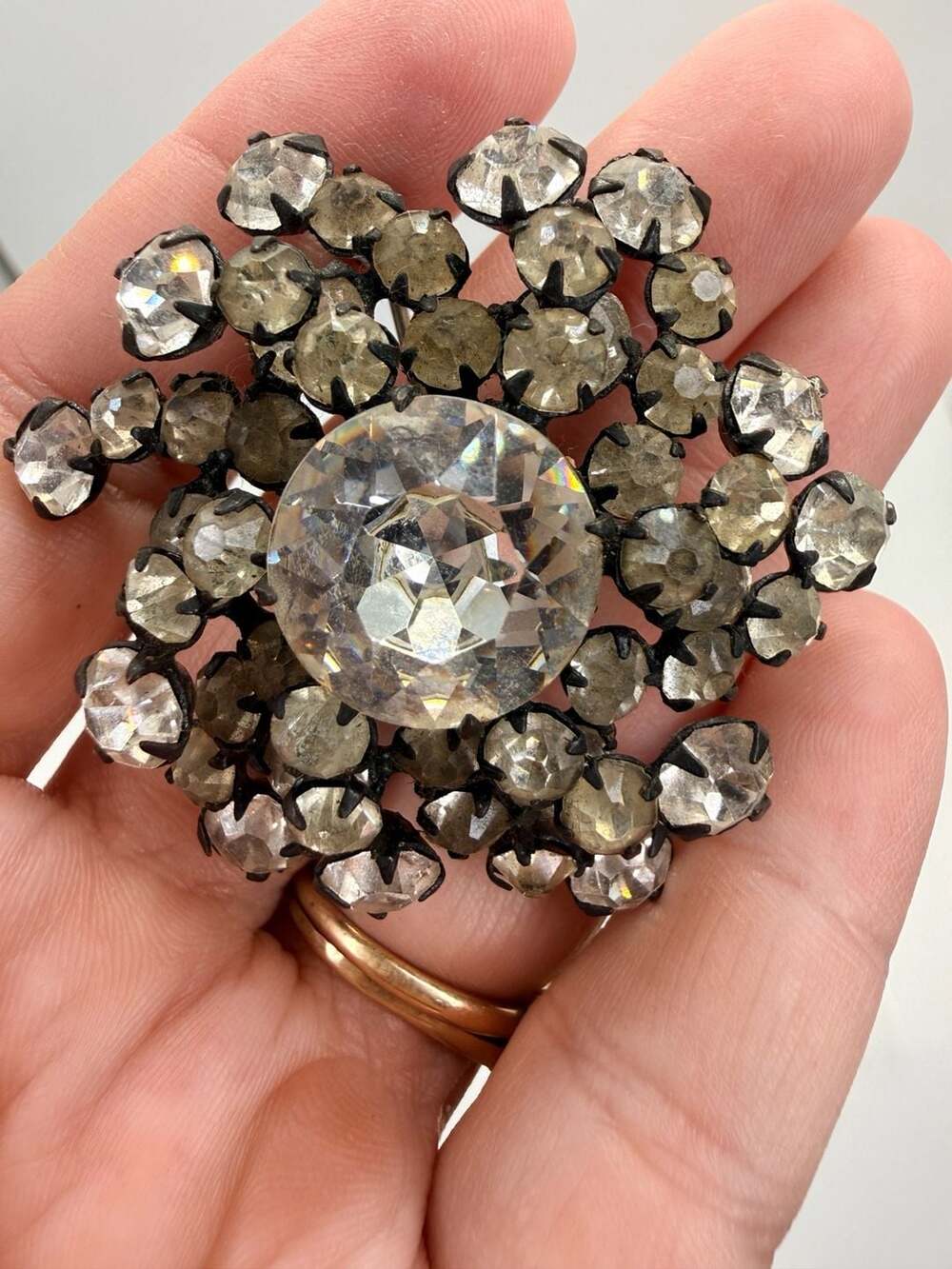 Vintage Crystal Rhinestone Cluster Brooch Pin